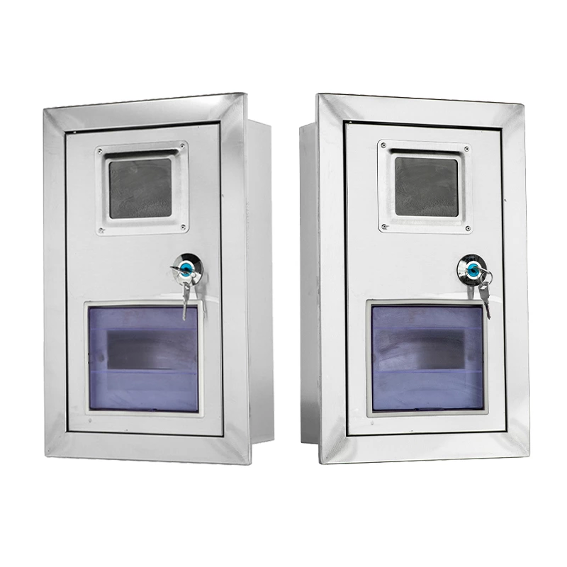 Boîtier de compteur mural en acier inoxydable avec fenêtre